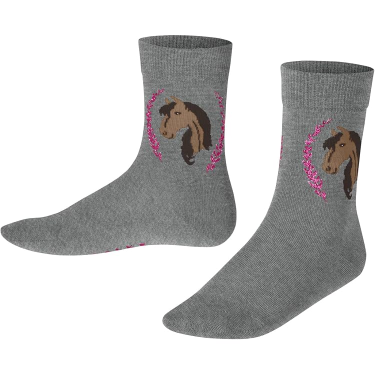 FALKE Kinder Socken 2er-Pack – Mit Pferdemotiv, Aus Nachhaltiger Baumwolle, Rutschfeste Sohle