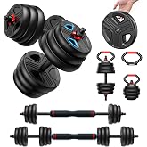 FEIERDUN 22/33.1/44.1/55.1/66.1/40kg 5 in 1 Adjustable Dumbbells and | Barbell Kit, Kettlebells and Push-up Stands, Progressi