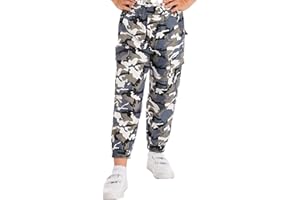 Aislor Pantaloni Lunghi in Cotone Bambino Camouflage Cargo Pantaloni Mimetici Casual Ragazzo Salopette Pantaloni con Tasche Ragazzi Pantaloni Sportivi Jogging Corsa