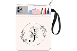 Craspire Custodia per Libri con Lettera J - Protezione Bianca con Fiori in Tessuto Lavabile, Cerniera e Tasca Extra