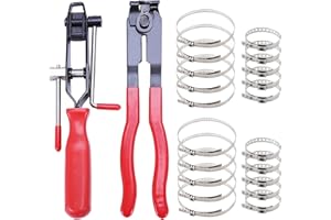 BUUMIN 22 Pcs Auto CV Joint Boot Clamps Pliers Car Banding Tools Kit, 2Pcs CV Boot Clamp Pliers Set, Hose Band Axle Pliers Car Band Tool Kit, Dust Cover Clip Removal Pliers Repair Tool Accessories, Red