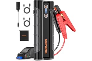 ASPERX 2500A Jump Starter Power Pack(Up to 10L Gas/7.3L Diesel), 21000mAh Car Jump Starter Power Bank with LED Flashlight &18W USB-C,Heavy-Duty Car Battery Booster for 12V Vehicles Pickup SUV Truck RV
