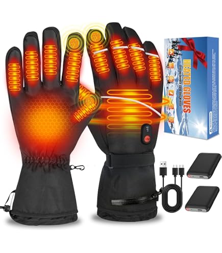 Beheizbare Handschuhe 7.4V 6000mAh - 3 Stufen Ski Handschuhe Damen Herren,  Wasserdicht, Touchscreen, Fr Skifahren, Motorrad & Radfahren Radhandschuhe  Beheizt