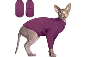 DENTRUN Sphynx Hairless Cats Shirt Pullover Kitten Tshirts mit Ärmeln Atmungsaktive Katzenkleidung Rollkragenpullover Entzückende haarlose Katze Kleidung Weste Pyjama Jumpsuit für alle Jahreszeiten