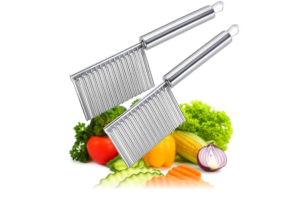 COM-FOUR® 2x vågskärare, tandad kniv av rostfritt stål, garneringskniv