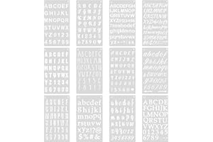TAKFREE Letter Stencils, 12 Pcs Alphabet Number Stencil Letters for Crafts Reusable Assorted Styles Letter Templates for Painting Scrapbook