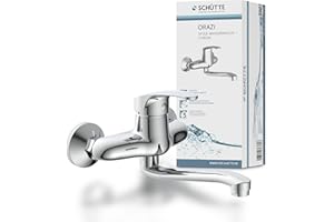 SCHÜTTE ORAZI 36760 - Rubinetto da parete cromato a 360°, ideale per doppio lavello, montaggio a parete, rubinetto da parete per cucina/lavandino, miscelatore per montaggio a parete