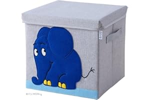 ‎LIFENEY LIFENEY meets Die Maus Aufbewahrungsbox mit Deckel für Kinder – Box mit dem kultigen Elefanten zum Verstauen von Spielzeug – 30 x 30 x 30 cm passend für klassische Würfelregale