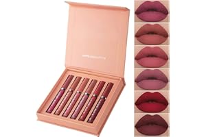 SPORTEON Set Liquido, 6 PCS Kit Lucidalabbra per Rossetto Opaco, Regalo Cosmetici a Lunga Durata Impermeabile (01)