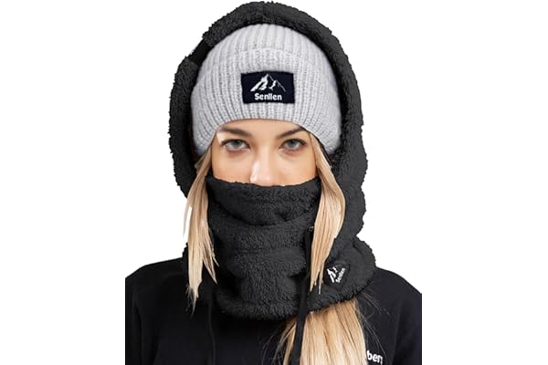 Senllen Balaklava i fleece för kallt väder, vindtät skidmask för vintern, luftgenomsläpplig och värmande ansiktsmask, halsvärmare/scarf, hjälmhuva
