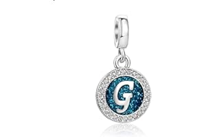 KunBead Jewelry Letter Charms Initial Dangle Alphabet Blue Love Crystal Beads for Charm Bracelets for Women