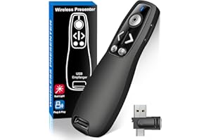 ELISWEEN 2-in-1 USB Type C Presentation Clicker Wireless Presenter Remote for PowerPoint, Powerpoint Clicker with Hyperlink & Volume Control PowerPoint Slide Advancer for Mac, Computer, Laptop