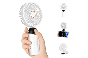 MORELAX Ventilateur à Main, Mini Ventilateurs Portatif, 4000mAh Rechargeable, Petit Ventilateur de Poche Avec 6 Vitesses, 90° Ventilateur USB Pliable pour la Maison, le Bureau, l'Ecole, l'Extérieur, Blanc