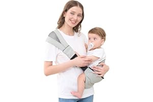 GAGAKU Kindertrage Seitlich Babytragetuch Trage Baby mit Rutschfestem Hüftsitz Tragetuch Kleinkind Hüfttrage Kleinkindtrage Ergonomischer Tragehilfe Babytrage ab 6 monate- Hellgrau