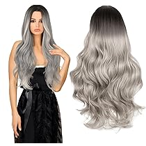 Pruik voor dames, zwart, lang, rechte zwarte pruik, gothic halsketting, kostuumaccessoires, pruik heks voor cosplay, Halloween, carnaval en themafeesten