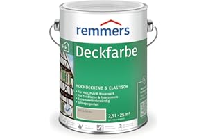 Remmers Deckfarbe hellgrau, 2,5 Liter, Deckfarbe für innen und außen, Wetterschutzfarbe viele Untergründe, hochdeckend, wetterfest