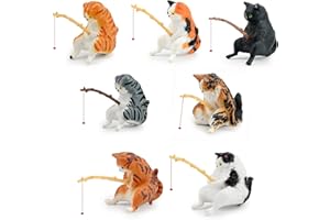 Valicaer Adorno de Pesca de Gato Adornos Personalizados para Pecera Gatito de Pesca Forma Vívida Adornos para Gatos Decoración Hogar Acuario Suministro Adorno Exquisito Adorno de Gato de Pesca