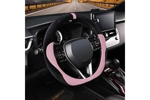 ‎COFIT COFIT Plüsch Lenkradbezug Winter, Universal Lenkrad Bezug Fell, Lenkradhülle Wwarm Weich, Lenkradschutz Auto für 37-38 cm, Autozubehör Schwarz und Rosa