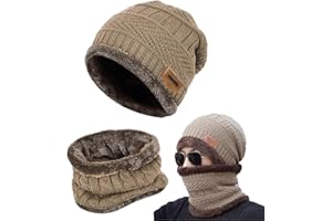Gxlaihly - Conjunto de bufanda para hombre, para mujer, invierno, forro suave, gorro de punto cálido, unisex, bufanda de punto grueso