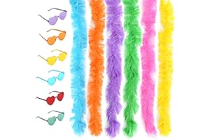 FDRJKN 6 Pcs Feather Boa, Feather Boas, Feather Boas Multipack, Feather Bower, Artificial Fluffy Boas Fancy Dress, For Women Fancy Costume For Girls Dress Up Dancing Wedding Party Cosplay (12pcs)