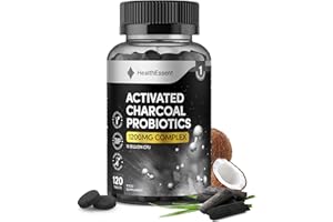 Activated Charcoal with Bio Cultures Complex Probiotics 1200mg, 16 Billion CFU Advanced Digestive Health & Gut Support with Lactobacillus Acidophilus, Detox & Balance – 120 Tablets by HealthEssent