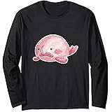 Pesce Blob Brutto Acquerello BlobFish Design Carino Kawaii Maglia a Manica