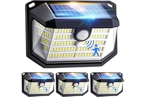 PIKOY Solar Security Lights Outdoor Motion Sensor [4PACK], 230LED 270° Solar Lights,3 Modes Outdoor Solar Lights Outdoor Garden,2200mAh Outdoor Solar Lights Outdoor,IP65 Outdoor Solar Lights Outdoor Garden
