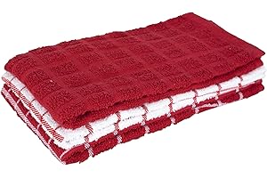 Ritz Paños de Cocina de Rizo 100% algodón, Altamente absorbentes, 25 x 15 Pulgadas, Color Rojo pimentón, Paquete de 3 Unidades de 25 x 15 Pulgadas