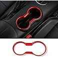 CheroCar Cup Holder Cover Frame Trim for Ford Mustang 2015-2020, Interior Accessories (Red)