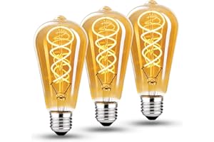 BNITITU E27 Żarówka LED Vintage, Ściemnialna Żarówka Vintage E27 4W ST64 E27 LED Ciepła Biel 2700K, Żarówka E27 Vintage Edison LED E27 Idealna do Nostalgii i Oświetlenia Retro - Bursztynowa - 3 sztuki