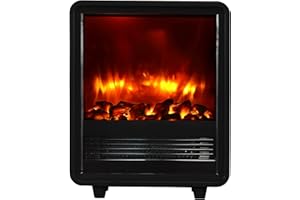 ‎BALDERIA BALDERIA Elektrokamin George | Elektrischer Standkamin mit 3D-Flammeneffekt | Elektro Heizung 2000W | Kamin mit 2 Heizstufen & Überhitzungsschutz | Schwarz