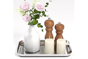SAFFRUFF Dekoratives Tablett aus Metall, kleines Tablett: Niedliches silbernes dekoratives Tablett zur Aufbewahrung und Präsentation – dekoratives Tablett für Couchtisch-Mittelstücke