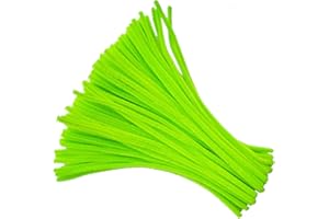 Carykon 100 PCS Fuzzy Chenille Stems Pipe Cleaners for Arts and Crafts (Light Green)