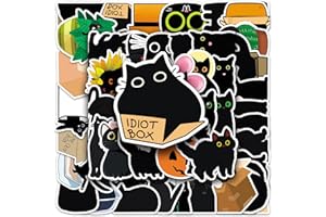 LYLSDSB Black Cat Stickers 50 Pcs Waterproof Cute Animal Stickers for Water Bottle Laptop Hydro Flask Skateboard Computer Luggage Motorcycle Bicycle,Vinyl Kawaii Cat Stickers for Teens Girls Kids