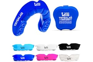 TrySalar Boxing Men Adult Youth Moldable Rughby Sports Slim Fit Boil and Bite Gum Shield with Box MMA Hockey Basketball Muay Thai Football (<11 years) Blue