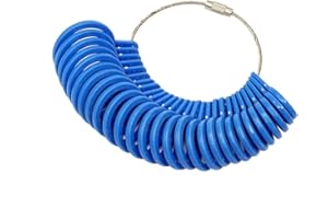 Niupika, strumento Uniqueen per la misurazione del dito, per misurare il diametro degli anelli, kit da gioielliere, da 27 pezzi, in plastica. Blue