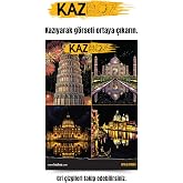 Kazboz Kazıma Sanatı Yapılar, Scratch Art Kağıdı, Ahşap Kalem Dahil, 20x28,5 cm, D&uuml;nya Anıtları Temalı