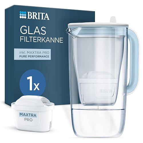 BRITA Wasserfilter-Kanne Glas, blau (2,5 l)