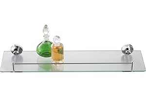 axentia Étagère Murale en Verre pour Salle de Bain - Tablette de Lavabo en Verre avec Rail Chromé - Étagère de Douche 50 x 14 cm - Rangement Accessoires Salle de Bain