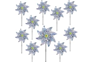 LGZIN Windräder Vogelabwehr, 10 Stück Vogelschreck Windrad, Obstgarten Vogelabwehr, Reflektierende Vogelabwehr Windrad, Vogelabwehr Windmühle für Balkon Garten, Protect Garten, Obstgarten, Hof