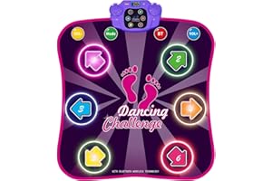 INSTOY Light Up Dance Mat for Girls：Dance Toys for 4 5 6 7 8 9 10 Year Old Girl Gifts - Music Dancing Game Pad with 5 Game Modes & Wireless Bluetooth - Birthday Gifts for Girls Boys Age 3-10