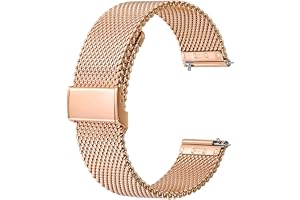 BISONSTRAP Klockarmband i nät av 316L rostfritt stål, vävd metall, för kvinnor och män, armbandsbredd 16/18/20/22 mm