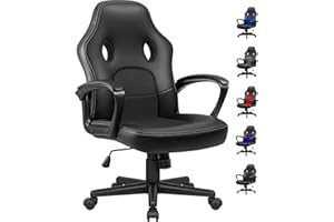 Homall Gaming Chair, Computer Chair with Lumbar Support, Breathable High Back Office Comfy Chiar Height Adjustable Reclining Chair, PU Leather Gamer Chair, Study Work (Black)