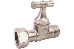 SOMATHERM FOR YOU, Robinet d'arrêt droit 3/8" pour WC - Tête à clapet en laiton nickelé - Compact et fiable - Écrou tournant 3/8" - Joint EPDM inclus - Étanchéité optimale