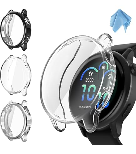 Fintie Beschermhoes compatibel met Vivoactive 6, 3 stuks, zachte TPU displaybescherming, bescherming, behuizing, afdekking, 1 zwart 1 transparant 1 zilver Fintie Beschermhoes compatibel met Vivoactive 6, 3 stuks, zachte TPU displaybescherming, bescherming, behuizing, afdekking, 1 zwart 1 transparant 1 zilver