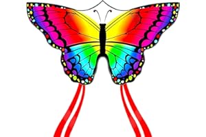 Flying Hoofer Cerf-Volant Papillon(Arc-en-Ciel) pour Enfants et Adultes, Facile à Faire Voler, Grand cerf-Volant à Ligne Unique pour la Plage, Le Parc et Les activités de Plein air en Famille.
