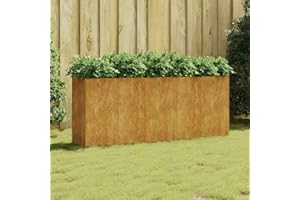 Myheimly Hochbeet Gartenbeet für Garten Balkon Terrasse, Pflanzkasten Blumenkasten zum Selber Bauen, Pflanzbeet Gemüsebeet aus Metall, Cortenstahl 200x40x80 cm Cortenstahl