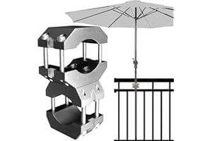 KD-TECH Stabiler Sonnenschirmhalter - Sonnenschirmständer für Balkon und runde, eckige Geländer - sichere Sonnenschirmbefestigung ohne Bohren