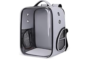 ALLSOPETS Zaino per Cani Gatti Trasportino, Zaino Porta Gatto, Borsa per Pieghevole Cani e Gatti con Tappetino Rimovibile, Tetto Apribile Panoramico Anteriore, Perfetta per Viaggiare Grigio