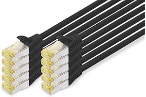DIGITUS Câble LAN Cat 6A - 0,5m - 10 pièces - RJ45 Câble réseau - S/FTP Blindé - Compatible Cat-6 & Cat-7 - Noir